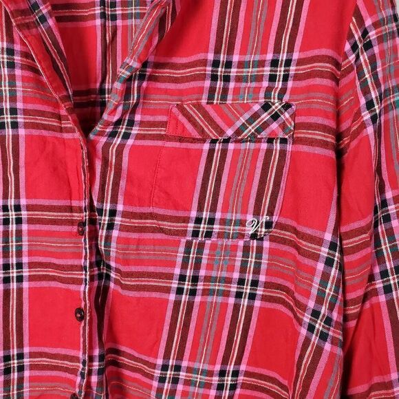 Victoria Secret VS Small red Pajama Button Front Shirt - Picture 2 of 9